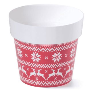 Rund bedruckter Topf - 12 cm - Weihnachtsmuster - 2 Stück - 