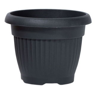 Outdoor-Blumentopf "Terra" ø 15 cm mit Untertasse - anthrazitgrau - 