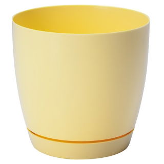 Pot tanaman bundar "Toscana" dengan cawan - 19 cm - kuning pastel - 