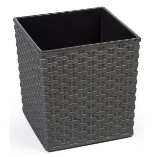 Vaso per fiori quadrato "Juka" - 19 cm - rattan metallico grigio grafite - 