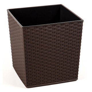Quadratischer Blumentopf "Juka" - 30 cm - Rattan mokka-braun - 