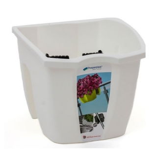 Balkónový box „Crown“ na zábradlie - biely - 24 cm - 