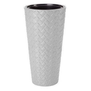 "Makata Slim" round tall planter with an insert - 30 cm - light grey