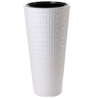 Ek parçalı "Diament Slim" uzun yuvarlak saksı - 40 cm - beyaz - 