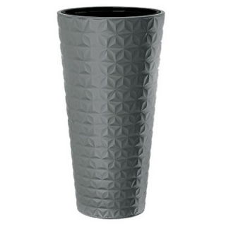 "Diament Slim" hoge ronde plantenpot met een inzet - 40 cm - antracietgrijs - 