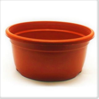 Okrogli lonci za sadike - v obliki sklede, v barvi s terakoto - 21 x 11,5 cm - 5 kosov - 
