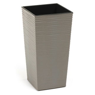 Pote ecológico feito parcialmente de madeira - Finezja Eco - 25 cm - cinzelado, cinza - 