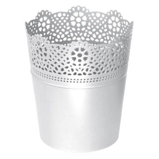 Ronde bloempot met kant - 11 cm - Kant - Wit - 