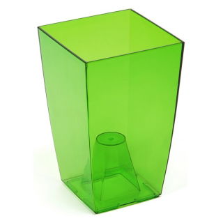 Vierkante bloempot - Finezja - 12,5 cm - Transparant groen - 