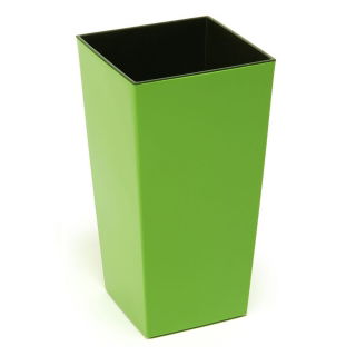 Fioriera alta "Finezja" quadrata con un inserto - 19 cm - verde chiaro - 