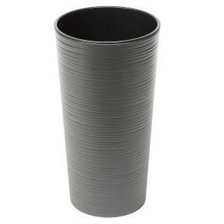 "Lilia" hög rund kruka - 19 cm - mejlad, grafitgrå metallisk - 