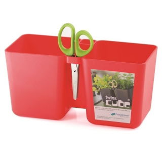 Firkantet urtepotte, dobbelt - Twins Cube - 24 x 11 cm - Coral - 