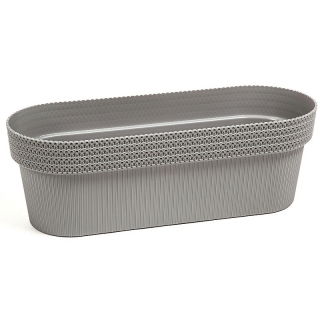 Macetero alargado con platillo y soporte Magnolia Jersey - 50 cm - gris - 
