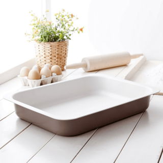 Teglia da forno antiaderente - cafe creme / beige - 36 x 26 cm - ideale per torte - 