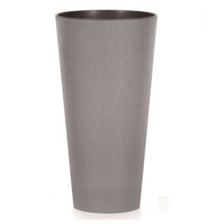 Ümmargune kõrge taimepott sisetükiga - Tubus Slim Beton - 25 cm - betoonhall - 