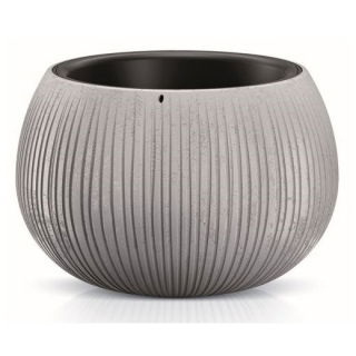 Rund plantekande med indsats "Beton Bowl" - 14,4 cm - betongrå - 