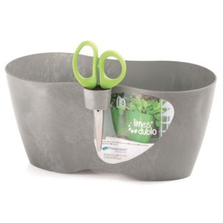 Porta erbe doppio rotondo "Limes Dublo" - 25 x 12 cm - grigio cemento - 