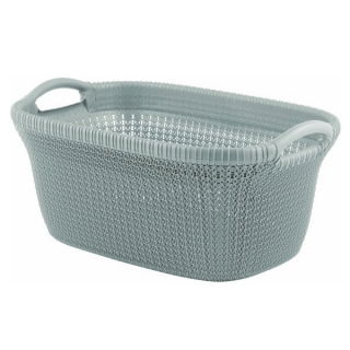 Wäschekorb "Knit" - 40 Liter - grau-blau - 