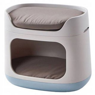 Transporte de mascotas y punto de cama - 3 en 1 - beige-azul - 