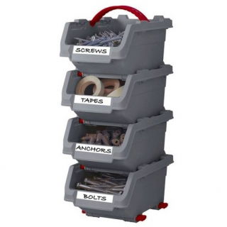 Werkstattbox-Set Click Bin - 4 x 0,45 Liter - Silber - 