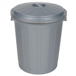 Supermax dust bin, garbage bin, waste container 50 l - light silver