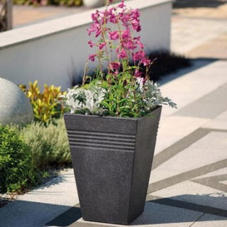 Jardinera cuadrada alta - PIAZZA SQUARE - 35 cm - gris granito - 