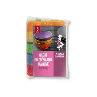 Esponjas ovais para limpeza de pratos - mistura de cores - 5 unidades - 