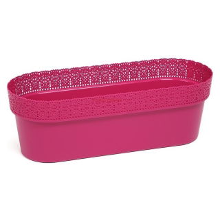 Floreira de sacada, caixa "Bella" com pires + suporte para corrimão - 50 cm - fúcsia - 