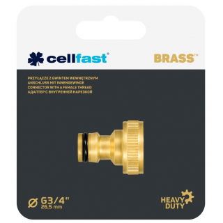 Conector de latão, acoplador com rosca fêmea BRONZE - 3/4 "- CELLFAST - 