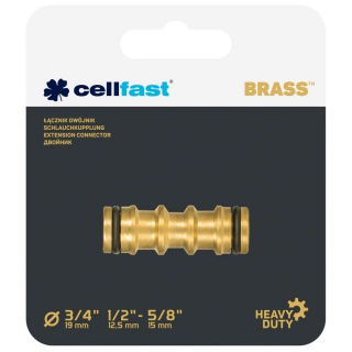 Dvipusė žalvarinė žarnos jungtis BRASS - 1/2 "- 3/4" - CELLFAST - 