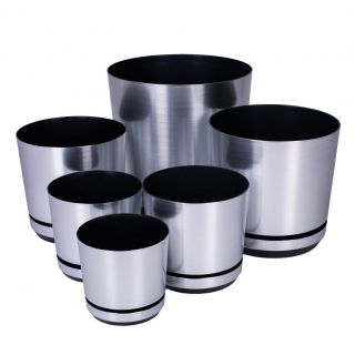 Cache-pot rond "Dekor" - 26 cm - couleur aluminium - 