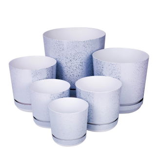 Cache-pot rond "Dekor" - 16 cm - marbre blanc - 