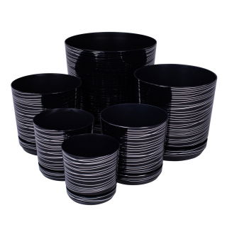 Round plant pot "Dekor" - 26 cm - black stripes