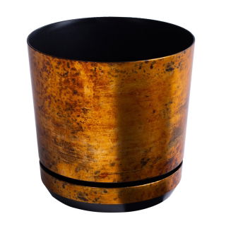 Runder Blumentopf "Dekor" - 14 cm - rostig - 