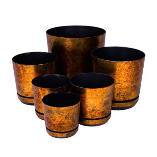 Runder Blumentopf "Dekor" - 14 cm - rostig - 