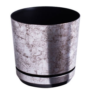 Kerek növényi cserép "Dekor" - 16 cm - szüreti ezüst - 