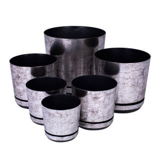 Kerek növényi cserép "Dekor" - 16 cm - szüreti ezüst - 