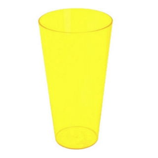 Invólucro de pote alto com inserção "Tubo Vulcano" - 20 cm - amarelo transparente + inserção de cor de sorvete de mirtilo - 