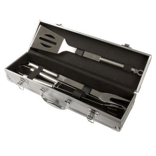 Ensemble d&#39;accessoires pour barbecue - spatule, pinces, fourchette - dans un coffret fonctionnel - 