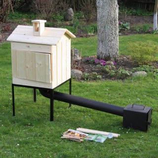 Wooden garden smoker - 50 x 50 x 50 cm - raw wood - SMOKING  KIT