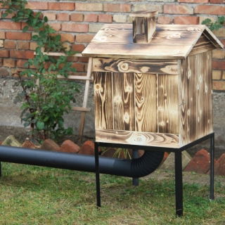 Ahumador de jardín de madera - 50 x 50 x 50 cm - leña carbonizada - sin horno - KIT DE FUMAR - 