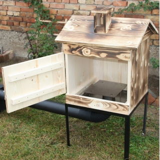 Ahumador de jardín de madera - 50 x 50 x 50 cm - leña carbonizada - sin horno - KIT DE FUMAR - 