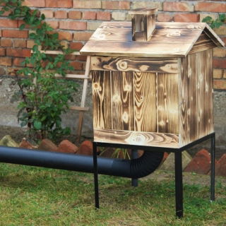 Ahumador de jardín de madera - 50 x 50 x 60 cm - leña carbonizada - sin horno - KIT DE FUMAR - 