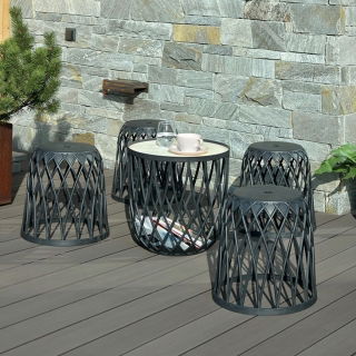 Mobilier de jardin / balcon multifonctionnel - UNIQUBO SET - table 4 places - gris anthracite - 