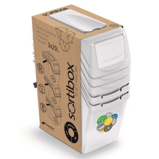 Set cestino raccolta differenziata - 3 x 25 litri - bianco - 