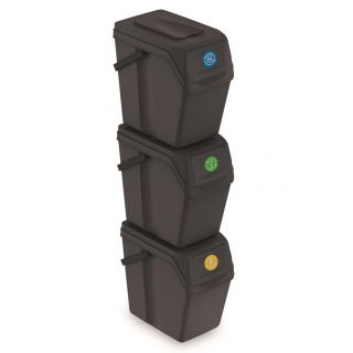 Waste separation bin set - 3 x 25 litres - anthracite grey