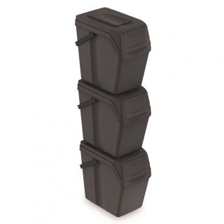 Waste separation bin set - 3 x 25 litres - anthracite grey