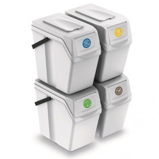 Set cestini per rifiuti - 4 x 25 litri - bianco - 