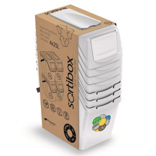 Set cestini per rifiuti - 4 x 25 litri - bianco - 