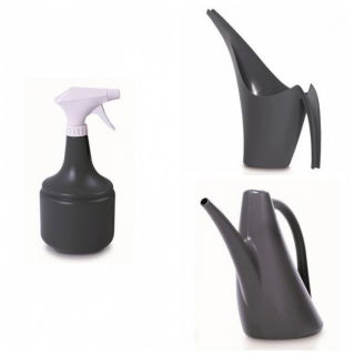 Kit de cuidado de plantas para el hogar - regadera + regadera con pico estrecho + rociador - gris antracita - 